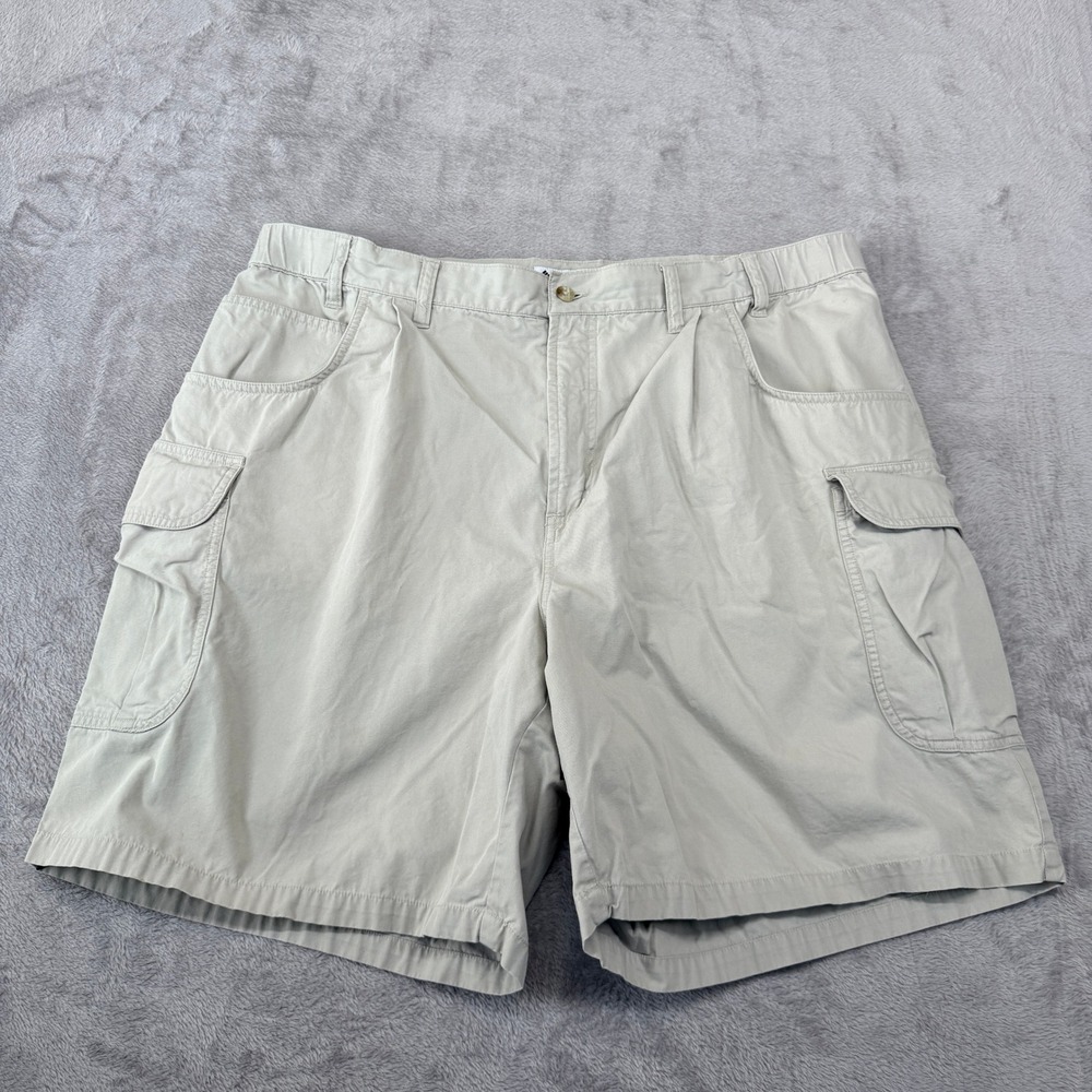 Columbia Cargo Shorts Mens 40 Tan Khaki  Elastic Waist Hiking Outdoor 8 Inseam